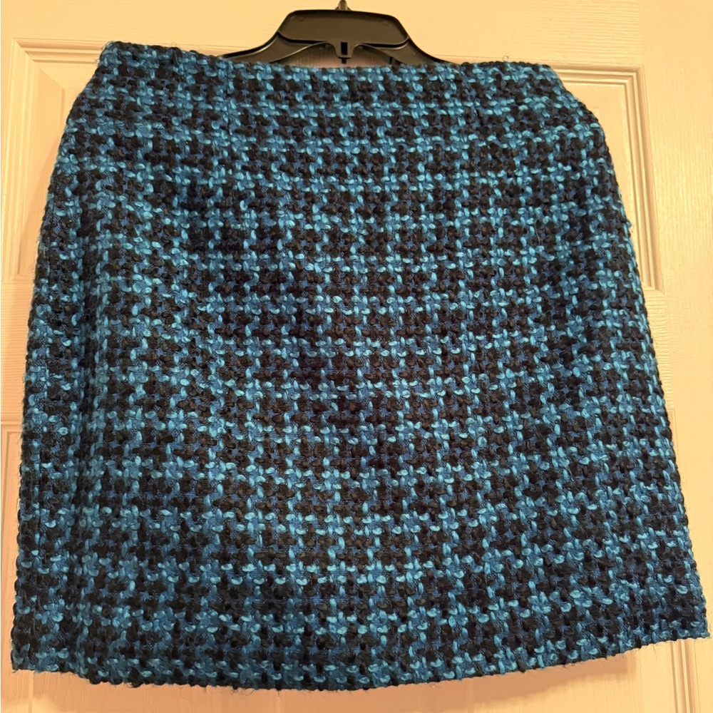 Blue Houndstooth Women's Skirt Maggi Farrelli